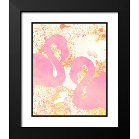 Pink Flamingos 2 Black Modern Wood Framed Art Print with Double Matting by Allen, Kimberly