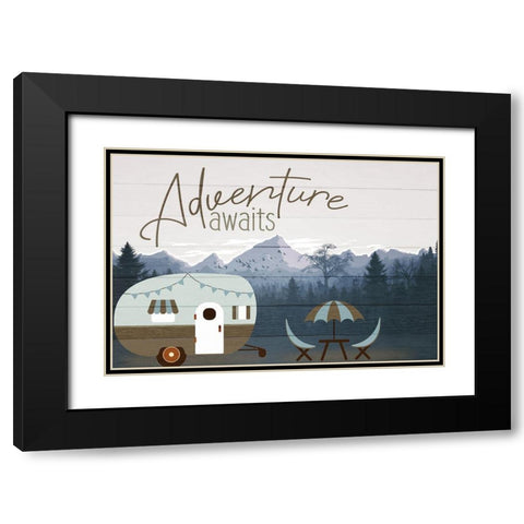 Roam Adventure Blue Black Modern Wood Framed Art Print with Double Matting by Allen, Kimberly