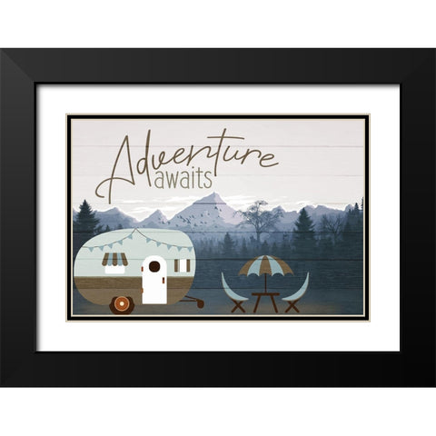 Roam Adventure Blue Black Modern Wood Framed Art Print with Double Matting by Allen, Kimberly