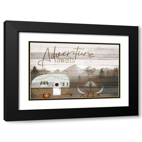 Roam Adventure Camper Black Modern Wood Framed Art Print with Double Matting by Allen, Kimberly
