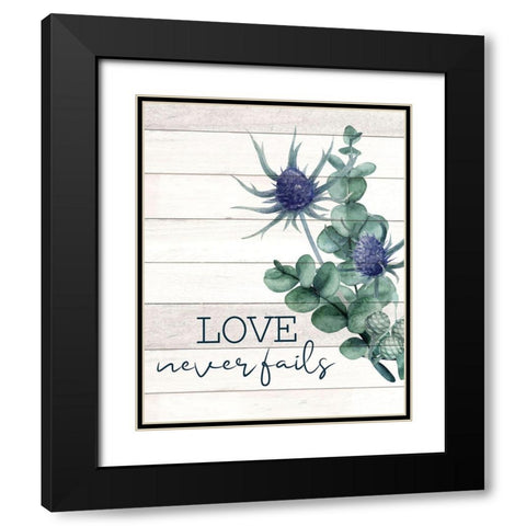 Love never Fails Thistle Black Modern Wood Framed Art Print with Double Matting by Allen, Kimberly