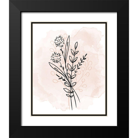 Floral Sketch 1 v2 Black Modern Wood Framed Art Print with Double Matting by Allen, Kimberly