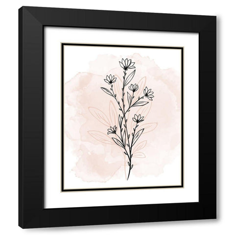 Floral Sketch 2 v2 Black Modern Wood Framed Art Print with Double Matting by Allen, Kimberly