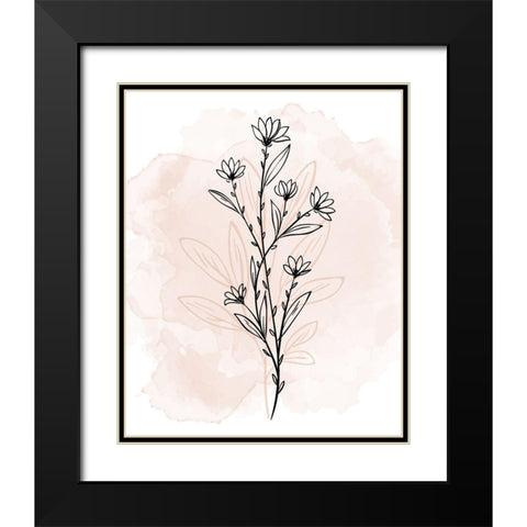 Floral Sketch 2 v2 Black Modern Wood Framed Art Print with Double Matting by Allen, Kimberly