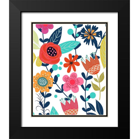 Colorful Floral 1 Black Modern Wood Framed Art Print with Double Matting by Allen, Kimberly