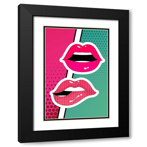 Pop Lips 2 Black Modern Wood Framed Art Print with Double Matting by Allen, Kimberly