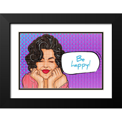 Be Happy 1 Black Modern Wood Framed Art Print with Double Matting by Allen, Kimberly