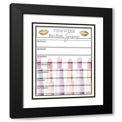 But First Jesus lips Black Modern Wood Framed Art Print with Double Matting by Allen, Kimberly