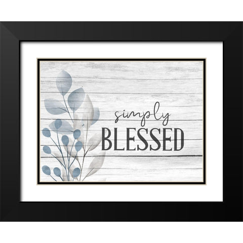 Simply Blessed Blue Black Modern Wood Framed Art Print with Double Matting by Allen, Kimberly