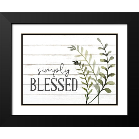 Simply Blessed Sage Black Modern Wood Framed Art Print with Double Matting by Allen, Kimberly