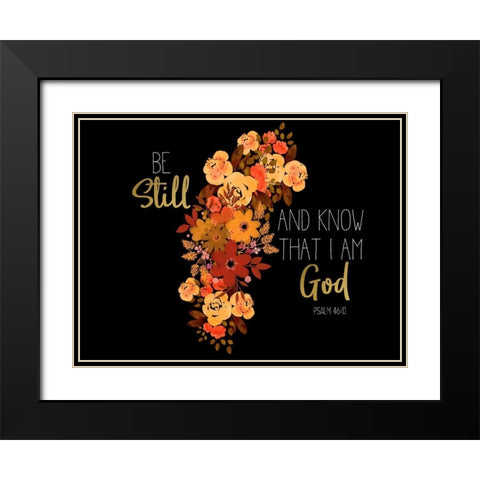Be Still Spice floral v2 Black Modern Wood Framed Art Print with Double Matting by Allen, Kimberly