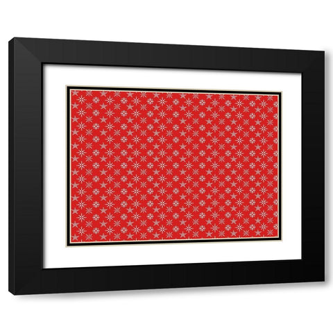 Red Snowflakes Black Modern Wood Framed Art Print with Double Matting by Allen, Kimberly