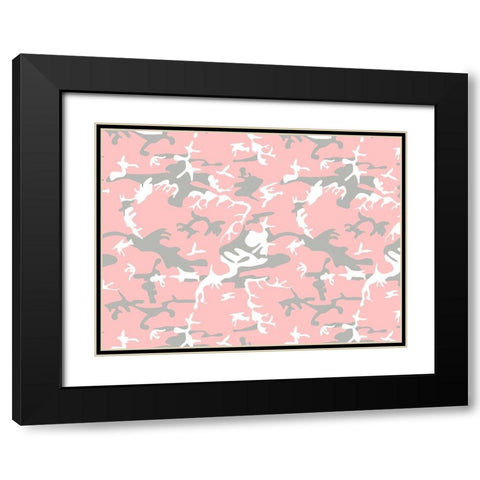 Pink Camo Mask Black Modern Wood Framed Art Print with Double Matting by Allen, Kimberly