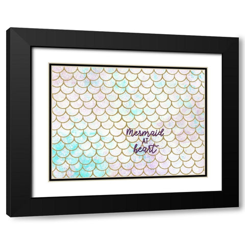 Mermaid Scales W Words Black Modern Wood Framed Art Print with Double Matting by Allen, Kimberly