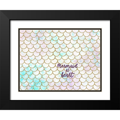 Mermaid Scales W Words Black Modern Wood Framed Art Print with Double Matting by Allen, Kimberly