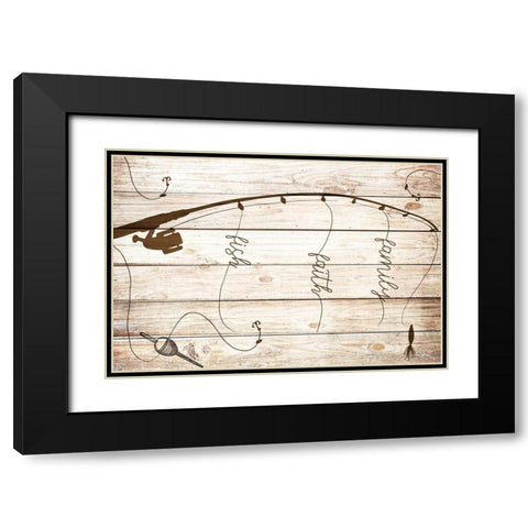 Family Faith Fish Black Modern Wood Framed Art Print with Double Matting by Allen, Kimberly