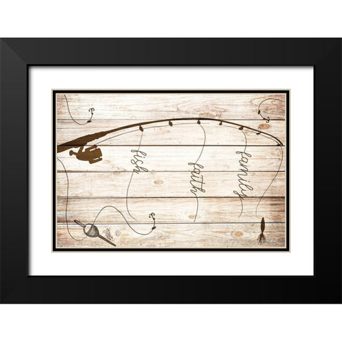 Family Faith Fish Black Modern Wood Framed Art Print with Double Matting by Allen, Kimberly