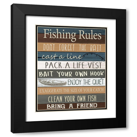 Fishing v2 Black Modern Wood Framed Art Print with Double Matting by Allen, Kimberly