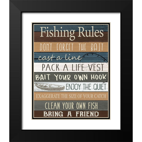 Fishing v2 Black Modern Wood Framed Art Print with Double Matting by Allen, Kimberly
