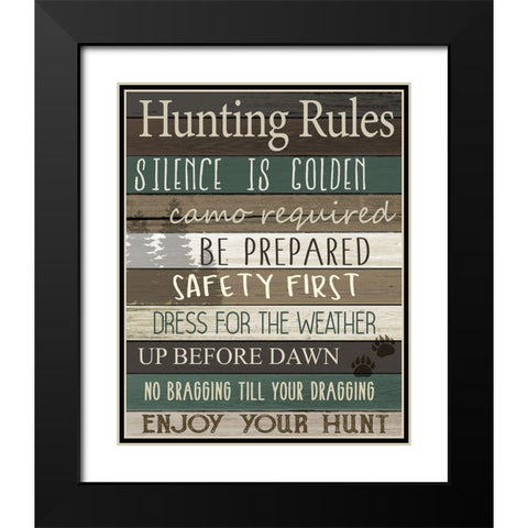 Hunting Rules Black Modern Wood Framed Art Print with Double Matting by Allen, Kimberly