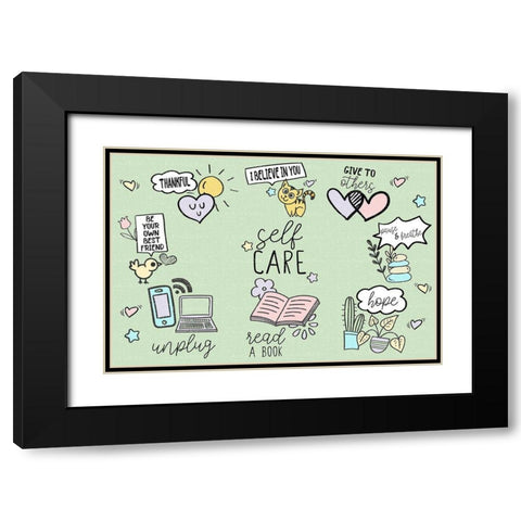 Self Care Black Modern Wood Framed Art Print with Double Matting by Allen, Kimberly