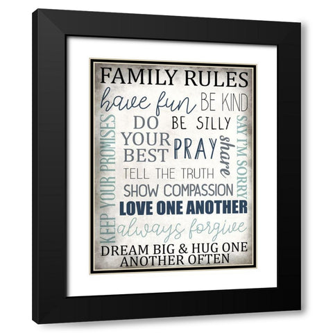 Family Rules Black Modern Wood Framed Art Print with Double Matting by Allen, Kimberly