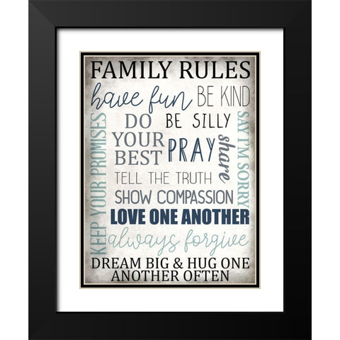 Family Rules Black Modern Wood Framed Art Print with Double Matting by Allen, Kimberly