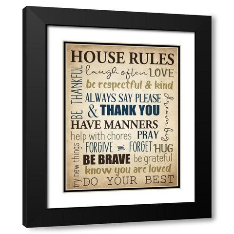House Rules Black Modern Wood Framed Art Print with Double Matting by Allen, Kimberly