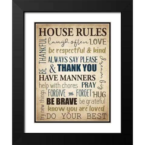 House Rules Black Modern Wood Framed Art Print with Double Matting by Allen, Kimberly