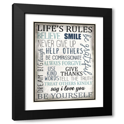 Life Rules Black Modern Wood Framed Art Print with Double Matting by Allen, Kimberly