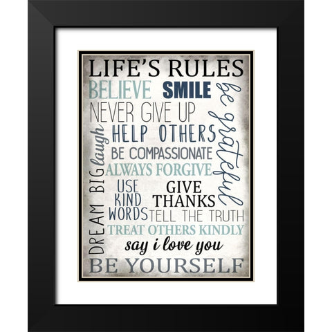 Life Rules Black Modern Wood Framed Art Print with Double Matting by Allen, Kimberly