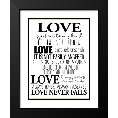 Love Is BW Black Modern Wood Framed Art Print with Double Matting by Allen, Kimberly