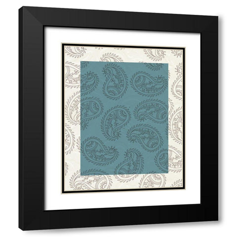 Blue Paisley Black Modern Wood Framed Art Print with Double Matting by Allen, Kimberly