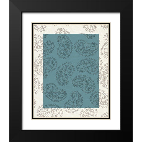 Blue Paisley Black Modern Wood Framed Art Print with Double Matting by Allen, Kimberly
