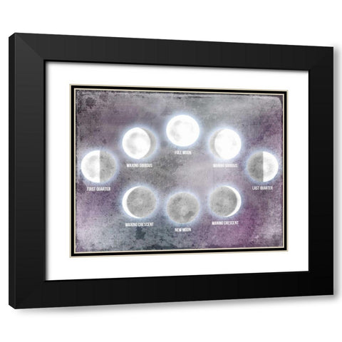 Phases of the Moon Black Modern Wood Framed Art Print with Double Matting by Allen, Kimberly