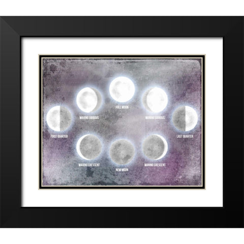 Phases of the Moon Black Modern Wood Framed Art Print with Double Matting by Allen, Kimberly
