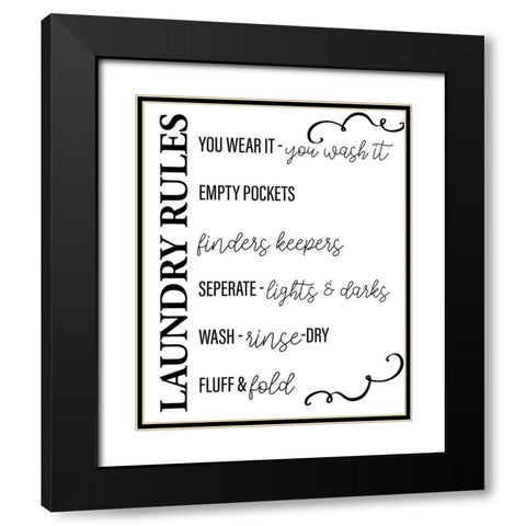 Laundry Rules Black Modern Wood Framed Art Print with Double Matting by Allen, Kimberly