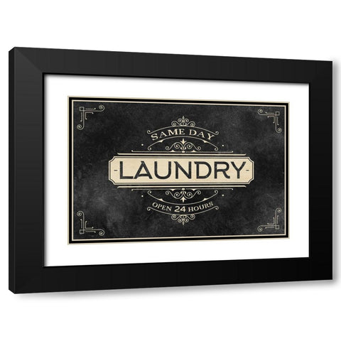 Laundry Open 24 Black Modern Wood Framed Art Print with Double Matting by Allen, Kimberly