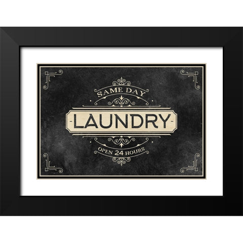 Laundry Open 24 Black Modern Wood Framed Art Print with Double Matting by Allen, Kimberly