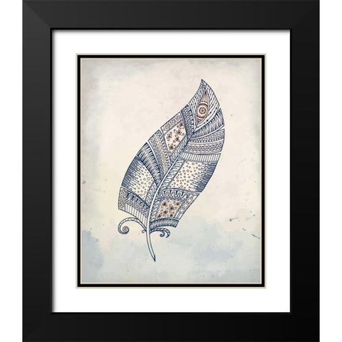 Feather Henna 2 Black Modern Wood Framed Art Print with Double Matting by Allen, Kimberly