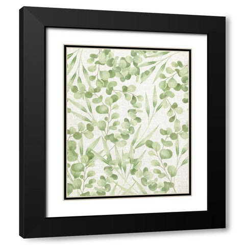 Green Leaves Black Modern Wood Framed Art Print with Double Matting by Allen, Kimberly