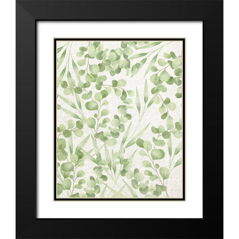 Green Leaves Black Modern Wood Framed Art Print with Double Matting by Allen, Kimberly