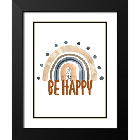 Be Happy Rainbow Black Modern Wood Framed Art Print with Double Matting by Allen, Kimberly