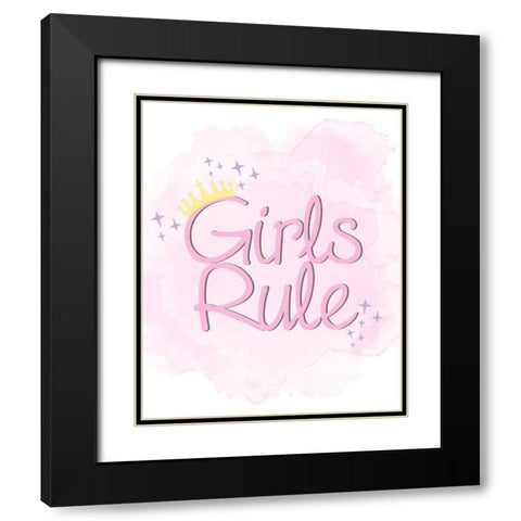 Girls Rule 1 Black Modern Wood Framed Art Print with Double Matting by Allen, Kimberly