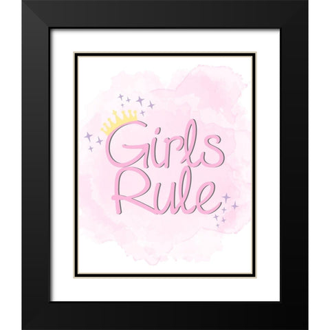 Girls Rule 1 Black Modern Wood Framed Art Print with Double Matting by Allen, Kimberly