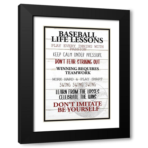Baseball Life Black Modern Wood Framed Art Print with Double Matting by Allen, Kimberly