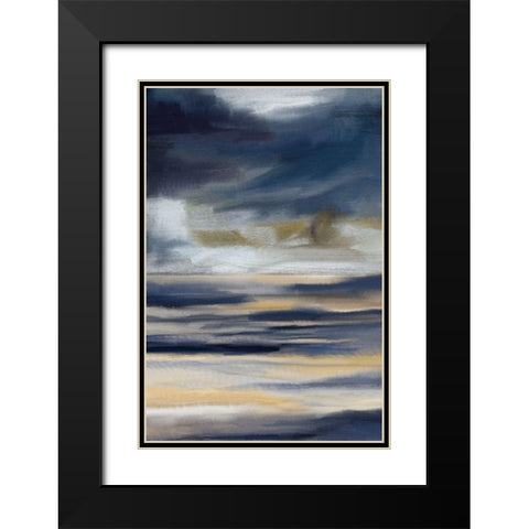 Blue Layers 1 V2 Black Modern Wood Framed Art Print with Double Matting by Allen, Kimberly