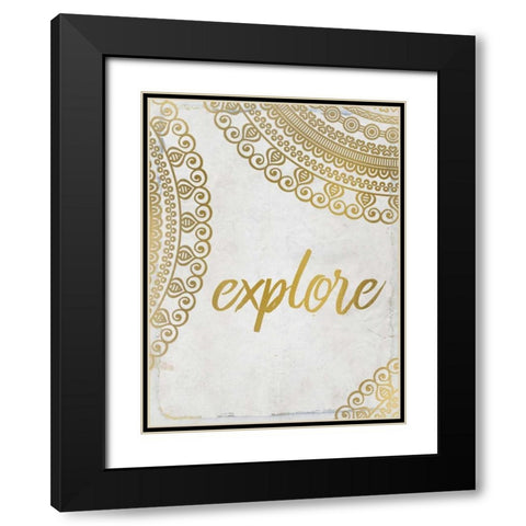 Wander Henna Gold 4 Black Modern Wood Framed Art Print with Double Matting by Allen, Kimberly