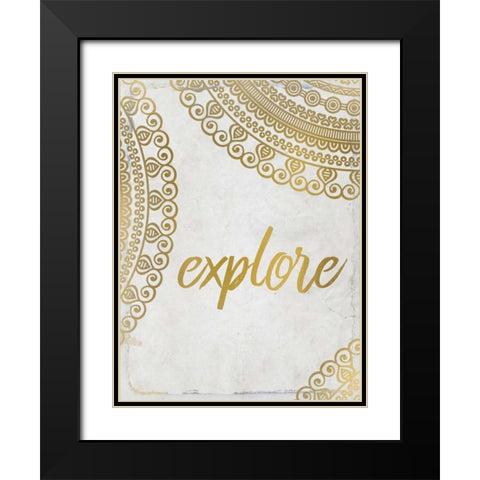 Wander Henna Gold 4 Black Modern Wood Framed Art Print with Double Matting by Allen, Kimberly