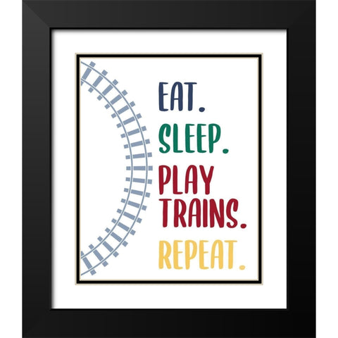 Eat Sleep Trains 2 Black Modern Wood Framed Art Print with Double Matting by Allen, Kimberly